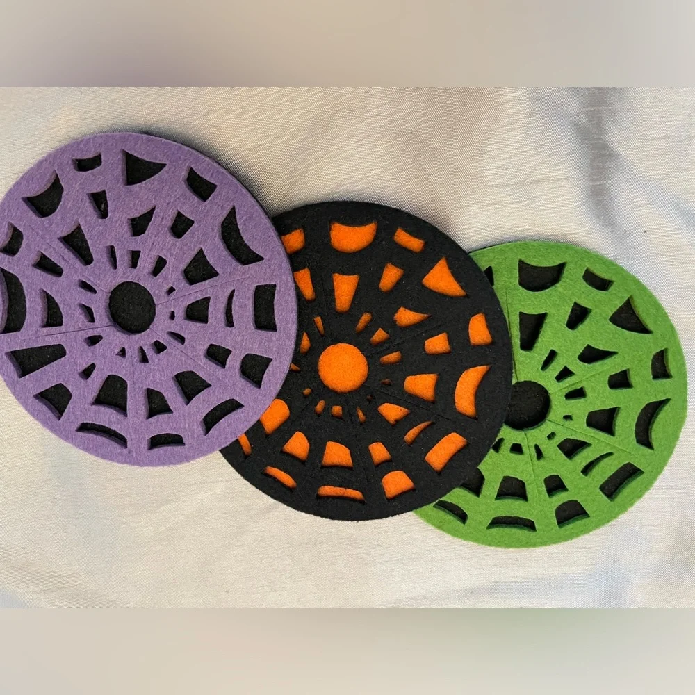 Spiderweb / Halloween wine coasters - set of 3